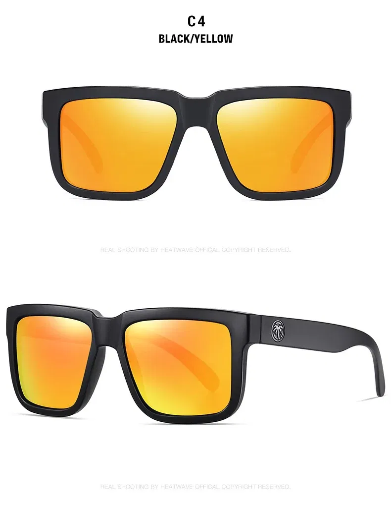 Lenses Color: green - NEW High quality luxury Heat Wave brand Polarized sunglasses square Conjoined lens Women men sun glasses UV400HW02