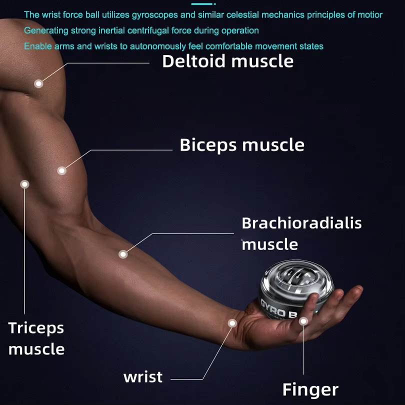 Wrist Ball Power Trainer Ball Arm Hand Forearm Exerciser Auto-Start Gyroscopic Power Wrist Gyro Ball Sport Fitness Equipment
