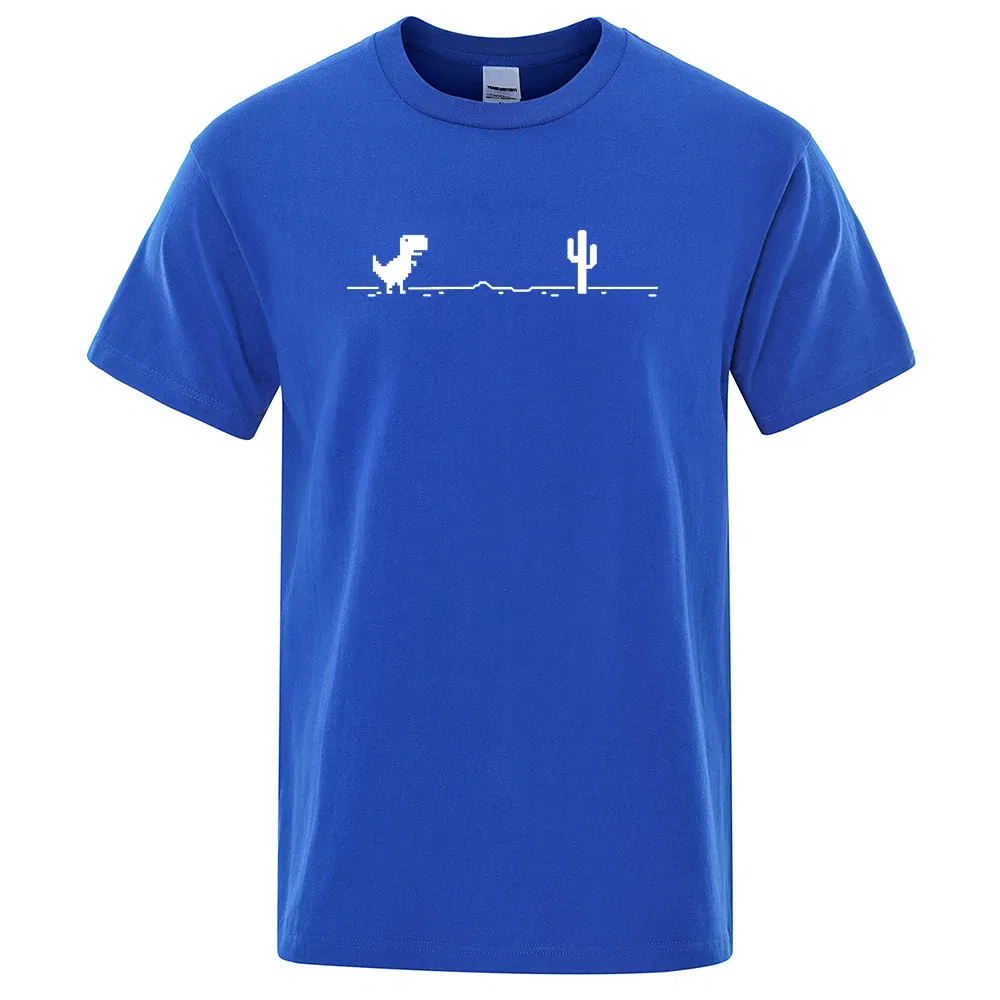 Color: black, Size: M - Mens T-shirts Printed Dinosaur Cactus Funny Tops Summer Cotton T-shirt for Men Casual O-Neck Tee Shirts Streetwear Basic Top