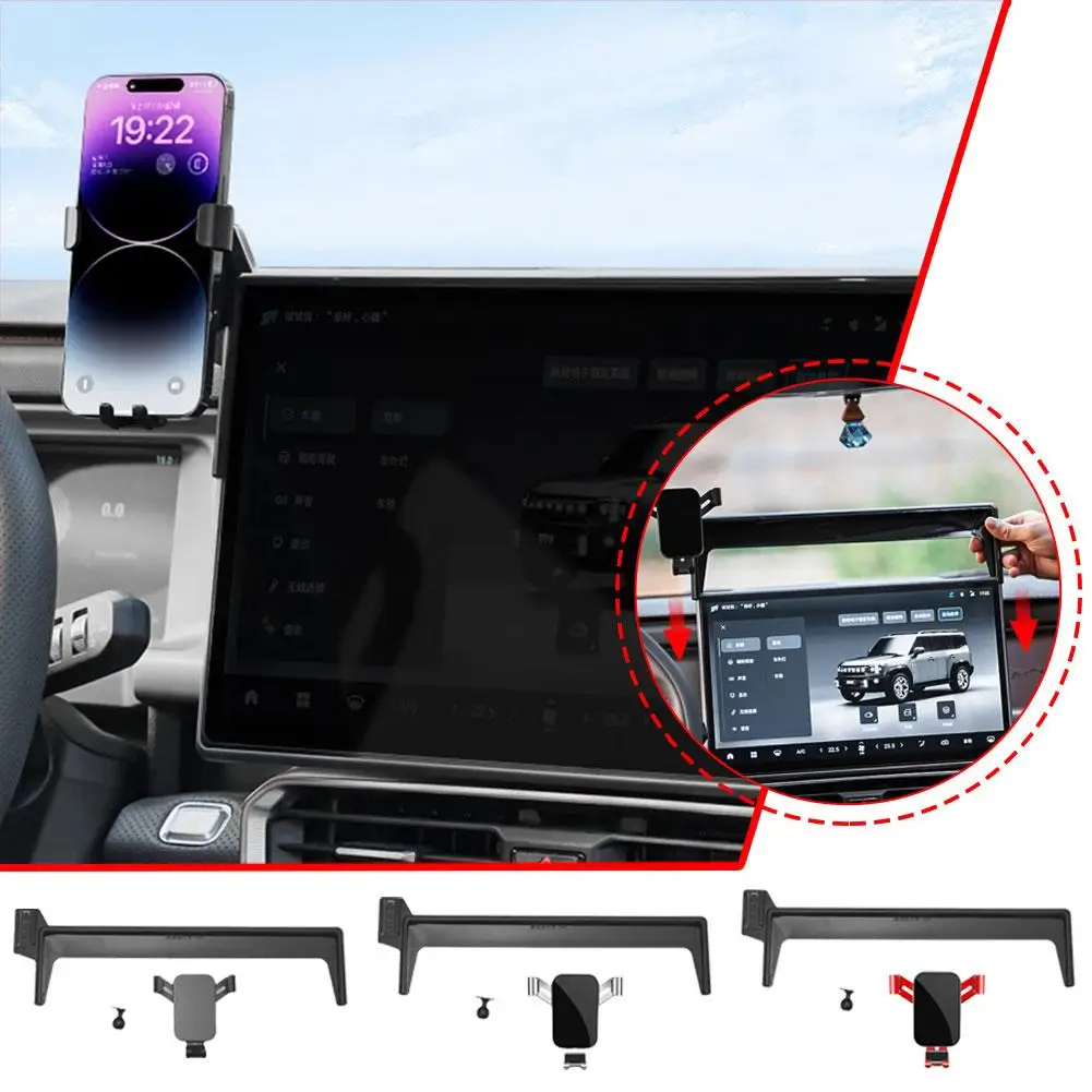 Color Name: black, Ships From: CN - 1 mobile phone holder + 1 base For Jetour T2 2023 2024 Car Phone Holder Bracket GPS Stand Mobile Accessories T0B2