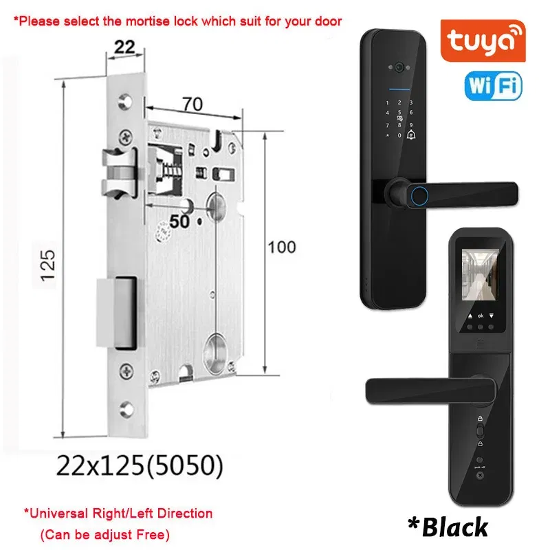 Color: Fluorescent Yellow, Ships From: CHINA - New! Tuya Wifi Digital Electronic Smart Door Lock With Biometric Camera Fingerprint Smart Card Password Key Unlock