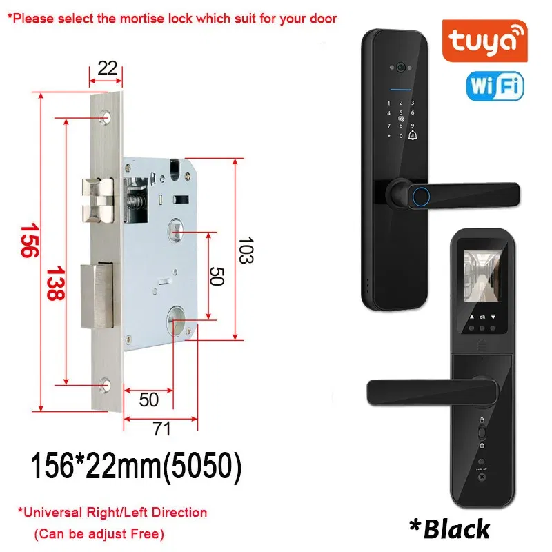 Color: Fluorescent Yellow, Ships From: CHINA - New! Tuya Wifi Digital Electronic Smart Door Lock With Biometric Camera Fingerprint Smart Card Password Key Unlock