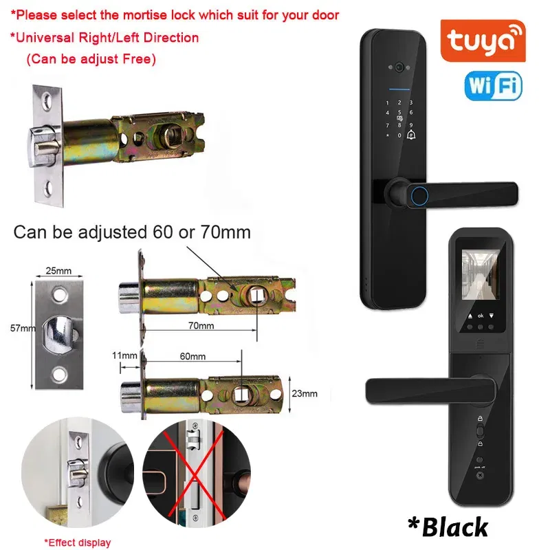 Color: Fluorescent Yellow, Ships From: CHINA - New! Tuya Wifi Digital Electronic Smart Door Lock With Biometric Camera Fingerprint Smart Card Password Key Unlock