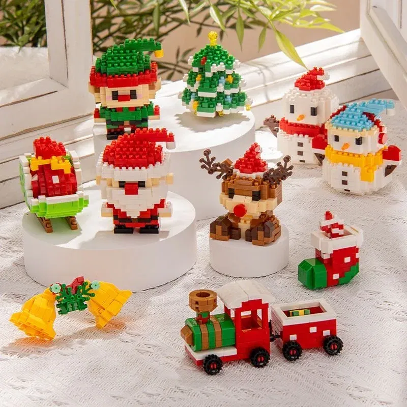 Color: Dark Khaki - Santa Claus Building Blocks Christmas Bricks Gift Kids Toy Home Decoration Micro Particle Bricks Diy Assembly Games Xmas Gift