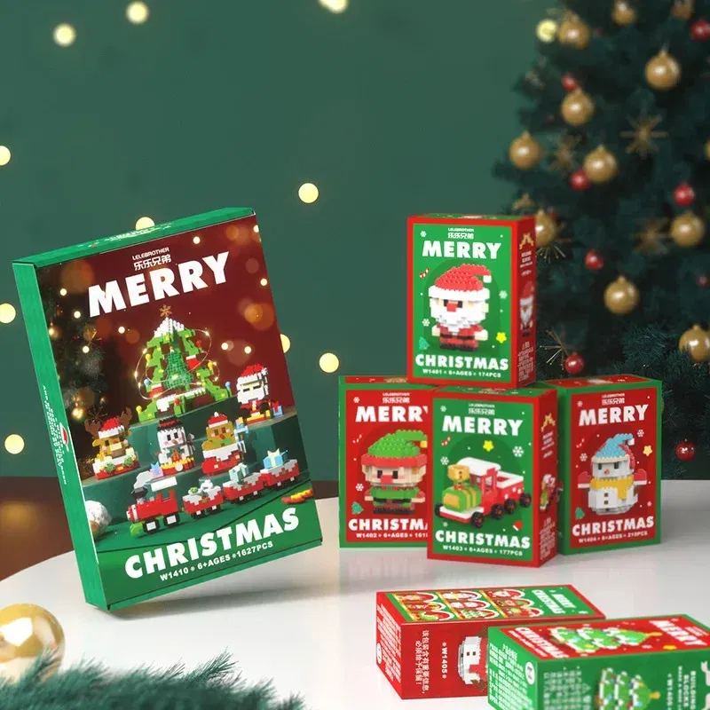 Color: Dark Khaki - Santa Claus Building Blocks Christmas Bricks Gift Kids Toy Home Decoration Micro Particle Bricks Diy Assembly Games Xmas Gift
