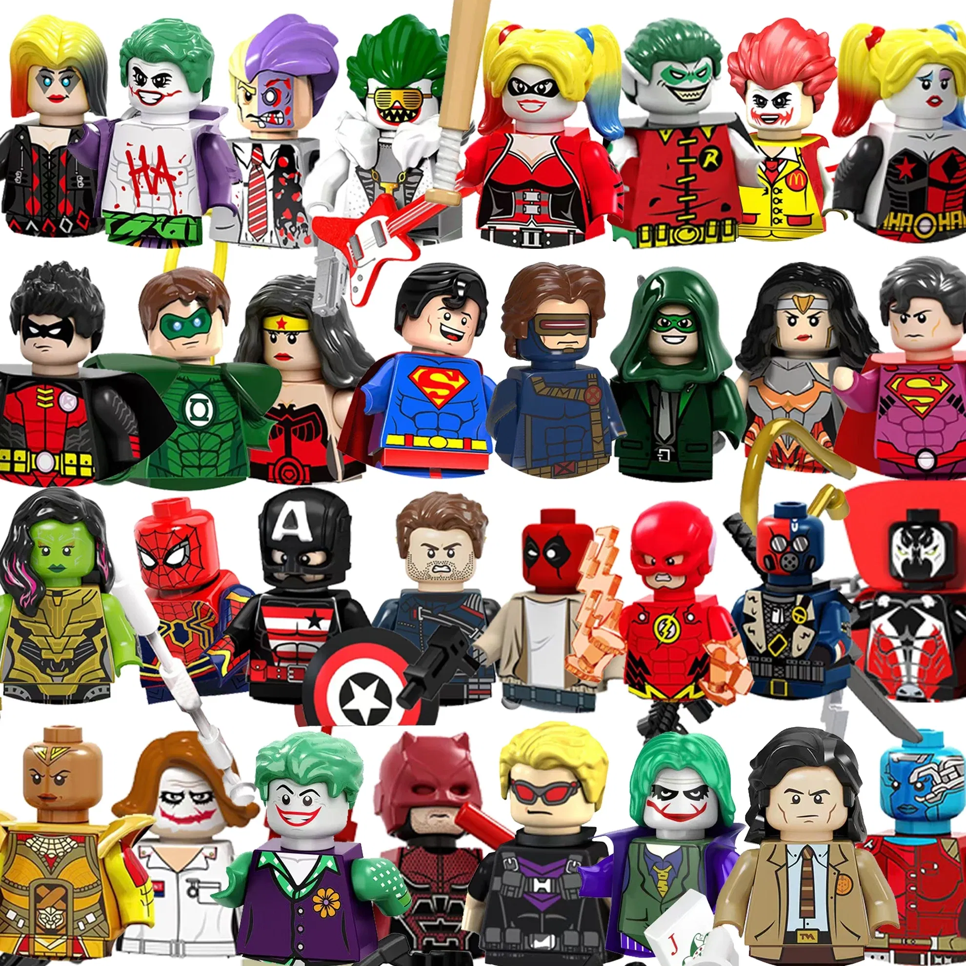 Color: DEEP BLUE - Marvel Blocks Brick Hero Batman Joker Superman Catwoman Mini Figure Building blocks Hot Toy Children's party gift