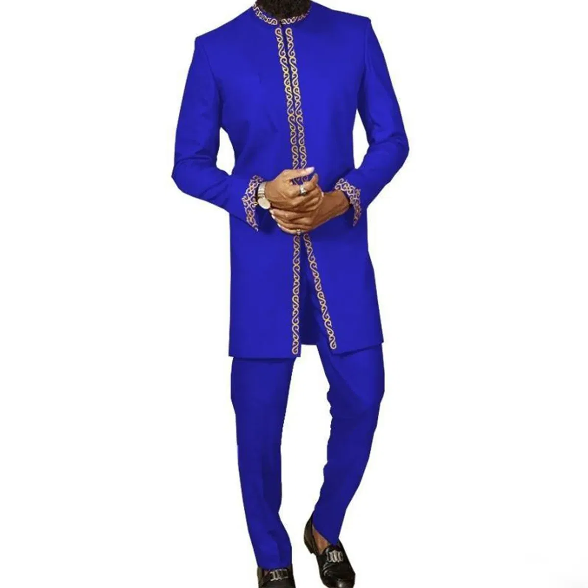 Color: Ivory, Size: XXL - 2024 New African Traditional Men's Set Elegant and Fashionable Men's Suit Casual Embroidery Two Piece Set Men's Suit Kaftan