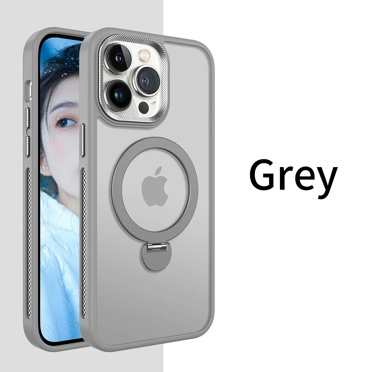 Color: Blue, Material: PP - For iPhone 15 Pro Max 360?° Rotation Magnetic Holder Stand Matte Phone Case For iPhone 11 12 13 14 15 Plus Heat Dissipation Cover