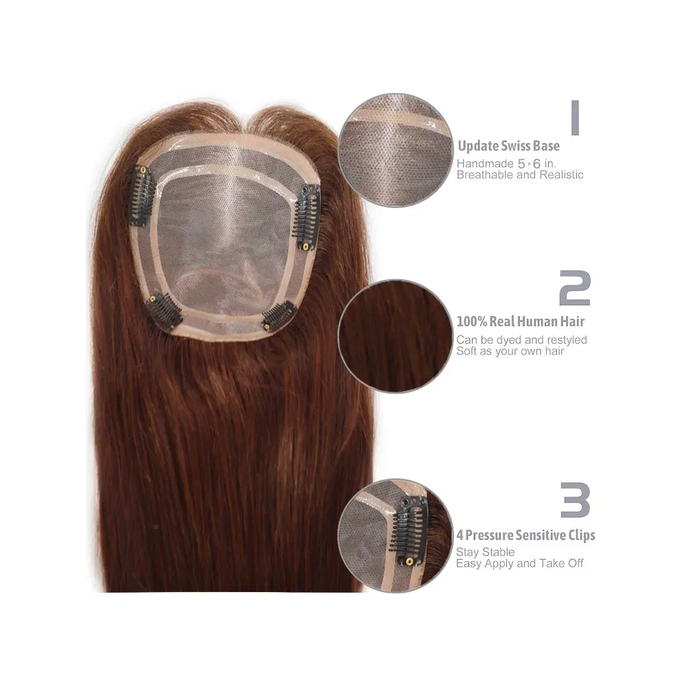 Toupee Color: 1b#, Toupee Size: 5x7, Toupee Design: free, Toupee Density: 120%, Length: 18 inches - 5.5X6inch Mono Base Brazilian Remy Human Hair Topper 12"-18" Double Pu Around Thick Invisible Mono Topper for Women Hairpieces