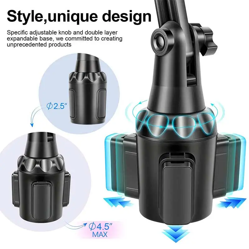 Color: black - Universal Car Phone Holder Cellphone Mount Stand Adjustable Car Cup Phone Mount for iPhone 14 13 12 Por MAX Huawei Samsung
