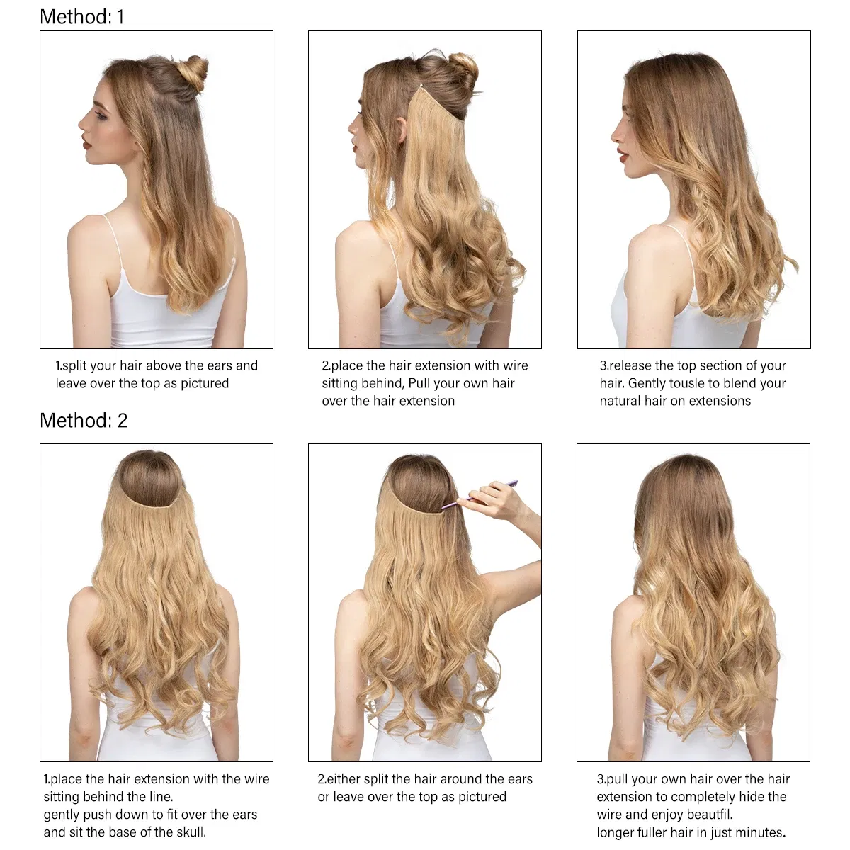Color: T1B/4/30, Stretched Length: 22INCHES - Synthetic No Clip Wave Hair Extensions Ombre Natural Black Blonde Pink One Piece False Hairpiece Fish Line Fake Hair Piece