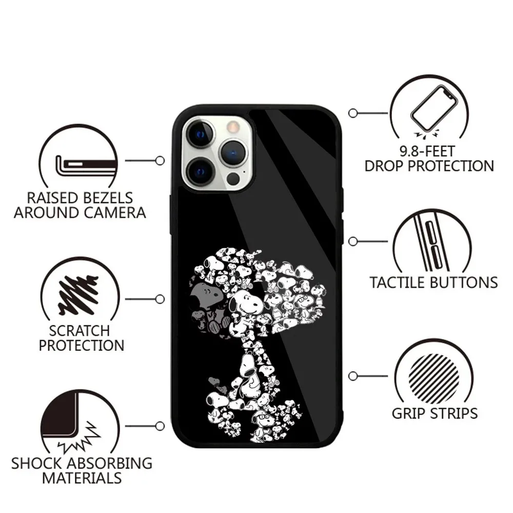 Color: Blue, Material: Vinyl - Anime Cartoon-S-Snoopy-s Phone Case For iPhone 16,15,14,13,12,11,Plus,Pro,Max,Mini Magsafe Magnetic Wireless Charging