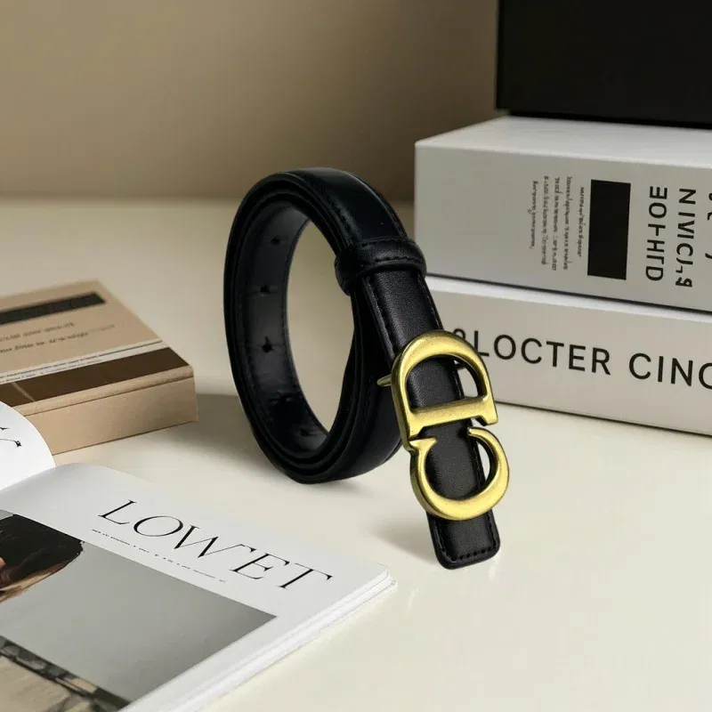Color: camel, Belt Length: 110cm - Composite alloy letter buckle women's genuine leather belt high-end belt jeans dress high-quality casual versatile belt