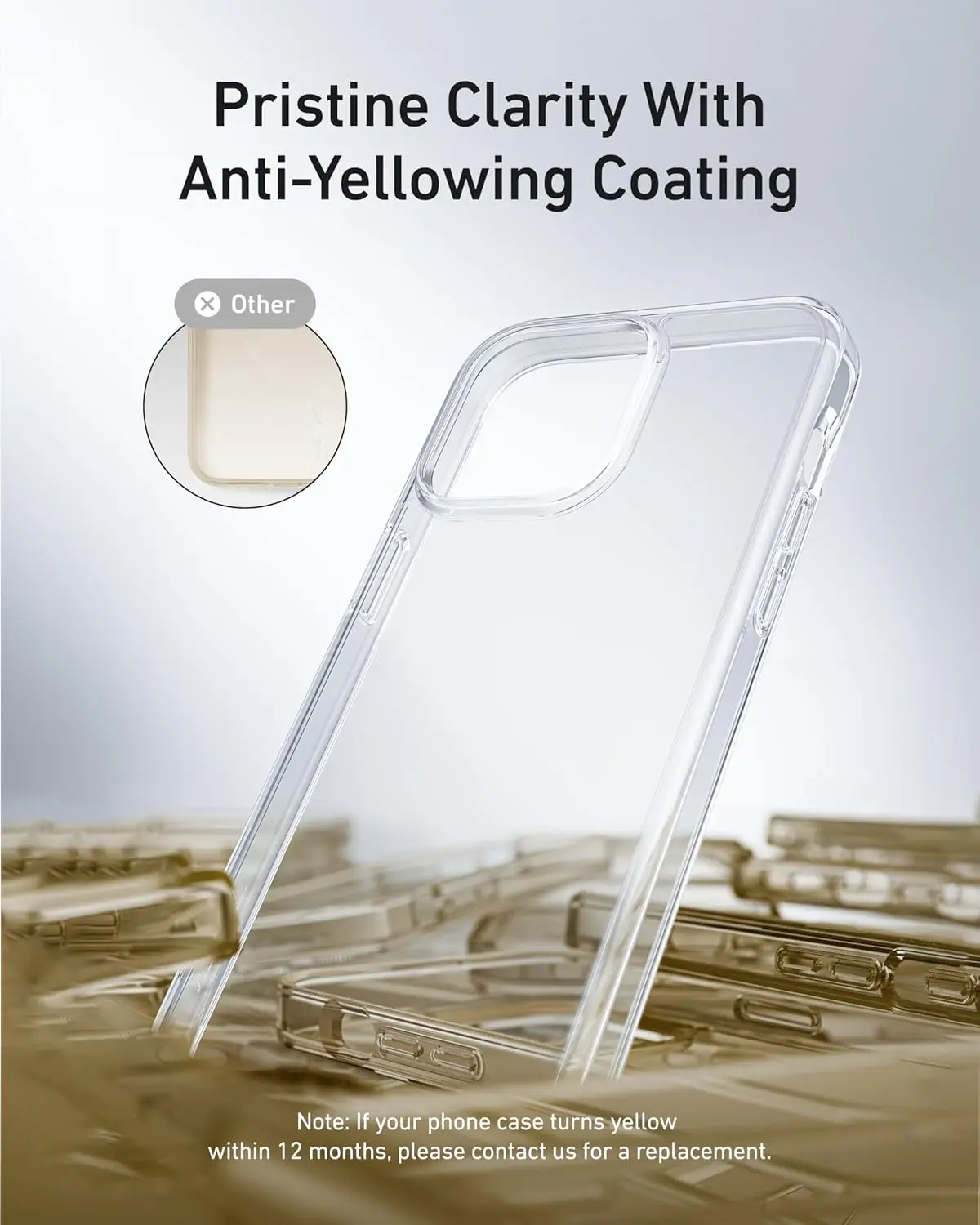 Color: Beige, Material: Plastic - For iPhone 16 15 14 13 12 Pro Max Case Clear, Slim Thin Lightweight Transparent [Non-Yellowing] Protective Phone Case