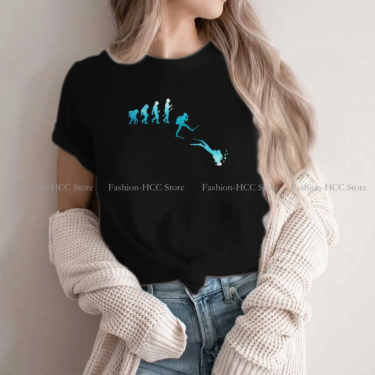 Color: black, Size: M - Evolution Polyester TShirts Scuba Diving Print Homme T Shirt Hipster Clothing