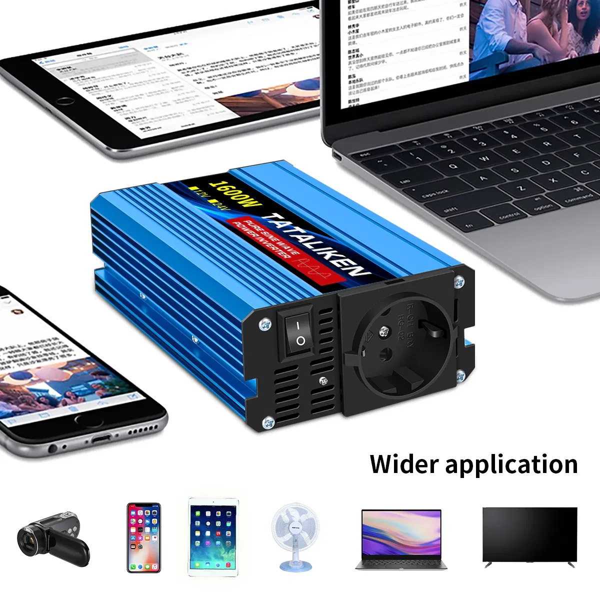 Color Name: Orange - Pure Sine Wave Inverter 1600W/2200W/3000W/4000W DC 12V/24V to AC 220V 50hz Power Inverter Charger Converter Adapter EU Socket