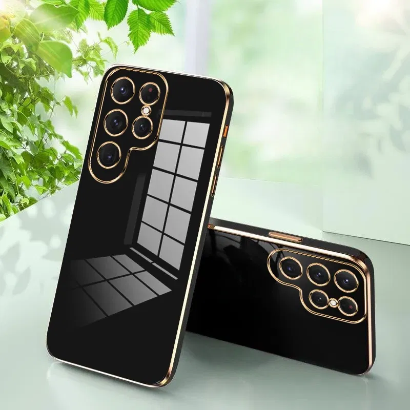 Material: PP, Color: Black - TPU Electroplating Case for Samsung Galaxy Note 10 20 Plus UItra S20 FE S21FE S21 S22 S23 S24 Plus Uitra A52 A71 A51 A72 Cover