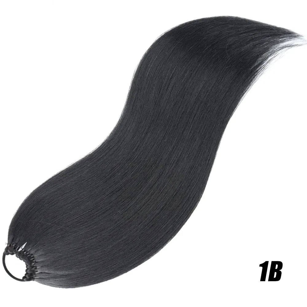 Color: T1B/613, Ships From: CHINA, Stretched Length: 24inches - 24 Inch Synthetic Ponytail Extensions Black Natural Braided Pony Tail Hairpiece Long Straight Rubber Band Hair For Women
