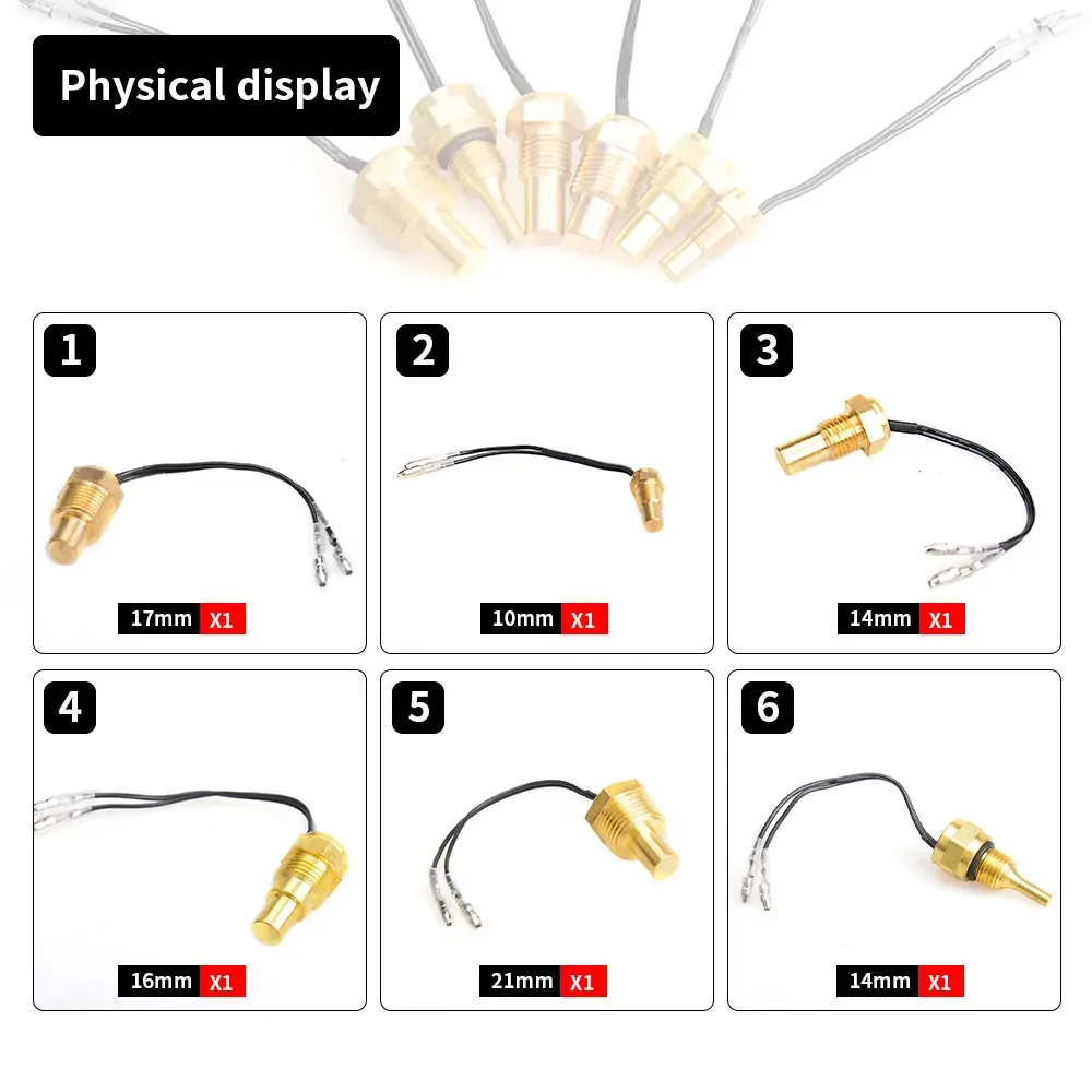 Color: Yellow - 12V/24V Universal Water Temperature Sensor For Water Temperature Gauge 10MM 14MM 16MM 17MM 21MM 1/8 3/8 1/2