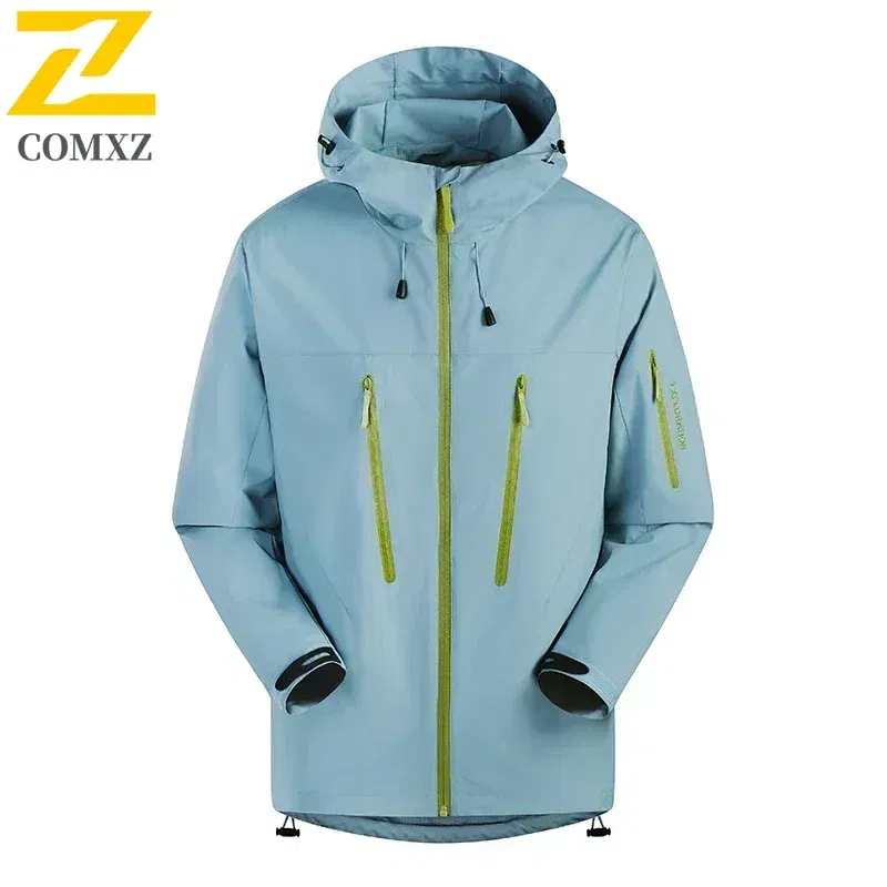 Color: Silver, Size: XXL - Spring Autumn Men's Windbreaker Fashion Outdoor Mountaineering Travel Windproof Waterproof Hooded Jacket Slim Fit Versatile Coat