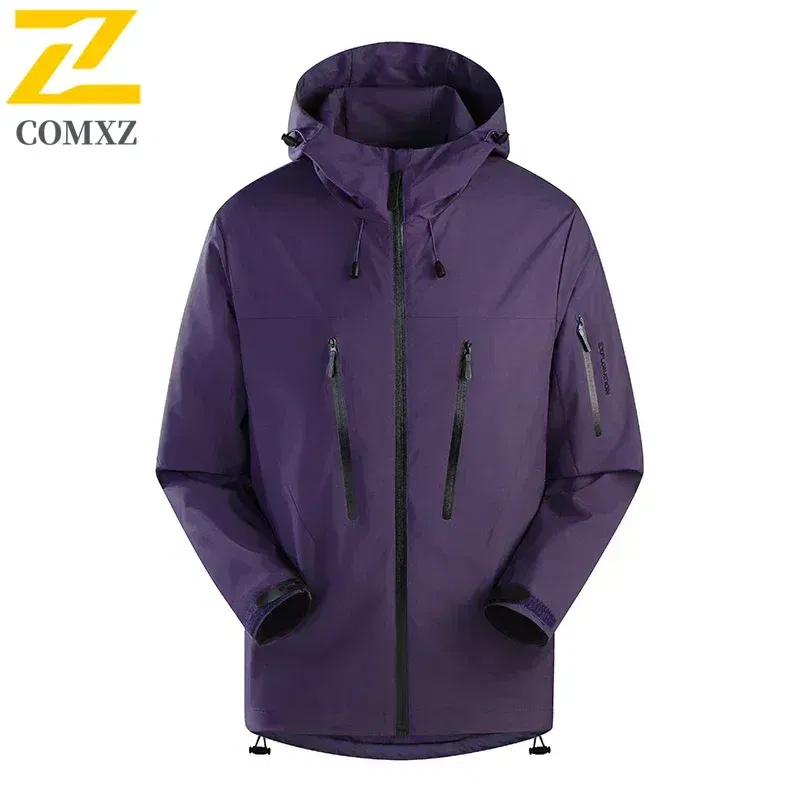 Color: Silver, Size: XXL - Spring Autumn Men's Windbreaker Fashion Outdoor Mountaineering Travel Windproof Waterproof Hooded Jacket Slim Fit Versatile Coat