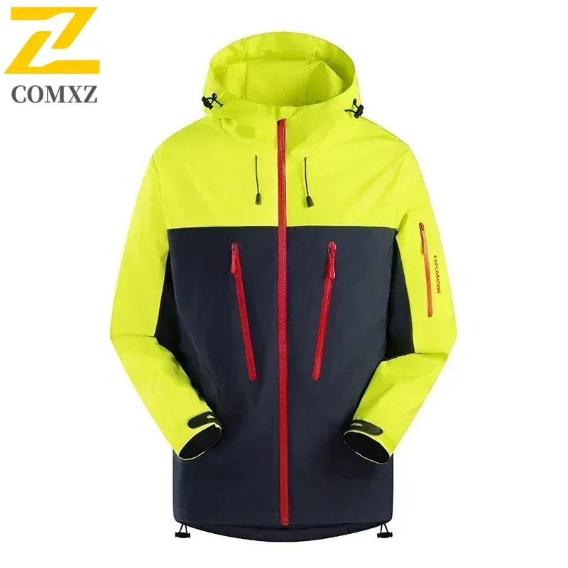 Color: Silver, Size: XXL - Spring Autumn Men's Windbreaker Fashion Outdoor Mountaineering Travel Windproof Waterproof Hooded Jacket Slim Fit Versatile Coat