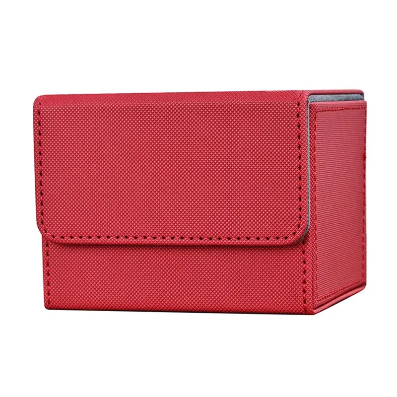 Color: Red - Card Deck Box , Card Storage Box Fits 100 single Sleeved Cards, PU Leather Strong Magnet Card Deck Case for TCG Cards