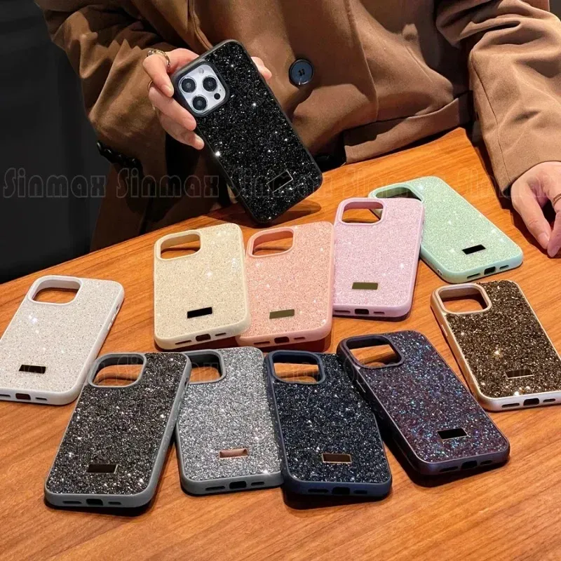Color: Dark Blue, Material: CANVAS - Luxury Glitter Designed Shell For iPhone 16 15 Pro Max 14 13 12 Luxurious Bling Sparkling Rhinestone Diamond Jewels Cover Case