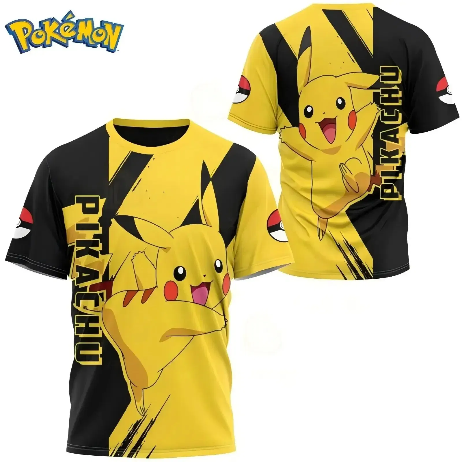 Color: Beige, Size: XS - ?€Miniso) Pokemon Men's Casual Wear T Shirts Cartoon Children Round Neck Short Sleeves Summer Clothing Pikachu Cartoon Print Tops
