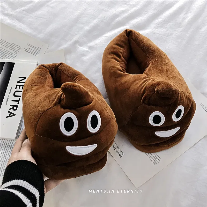 Color: GRAY, Shoe Size: 44 - Indoor Slippers Warm Winter Home Fluffy New Fashion Men Women Bread Demon Soft Plush Shoes Unisex Cute Funny Christmas Gift