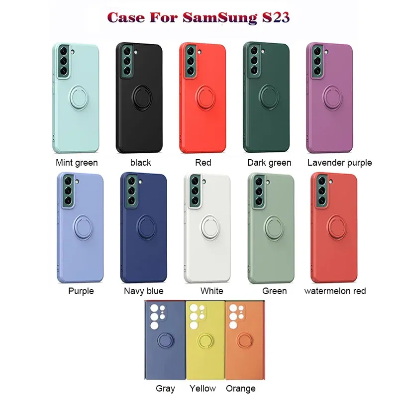 Color: Blue, Ships From: CHINA, Material: Microfiber - With Ring Holder Phone Case For Samsung Galaxy S24 Ultra S23 S22 S21 Plus A13 A52 A53 A54 TPU Soft Back Cover