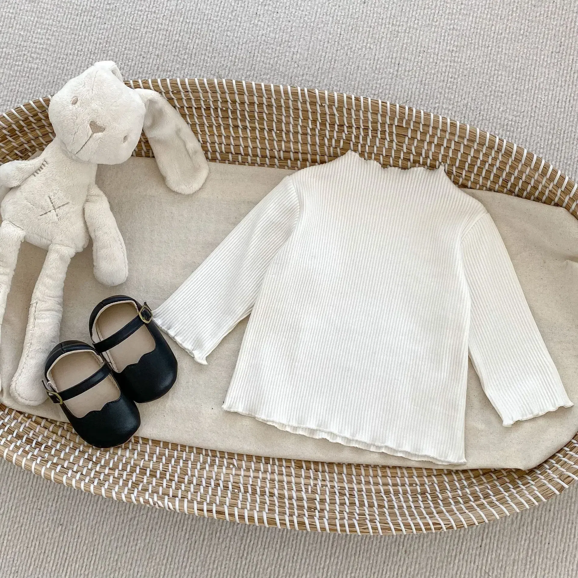 Color: Gold, Kid Size: 12M - New Baby Long Sleeve T Shirt Girls Cotton Casual Tees Infant Ruffled Versatile Shirts Kids Floral Striped Bottoming Tops