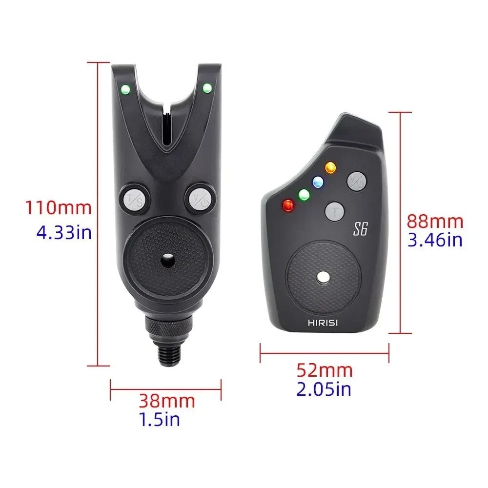 Color: Red - Hirisi Wireless Carp Fishing Alarm Set Waterproof Fishing Bite Alarms Fishing Accessories Fishing Bite Indicator S6
