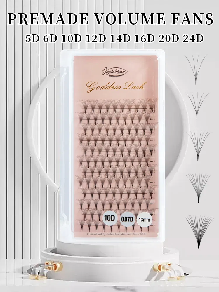 Color: Clear, Curl: D, Thickness: 0.07mm, Length: MIX - Goddess Premade Volume Fans 5D 6D 10D 12D 16D 20D MIX Individual Lashes  Pre Made Russian Volume Fan Eyelash Extension Faux Mink