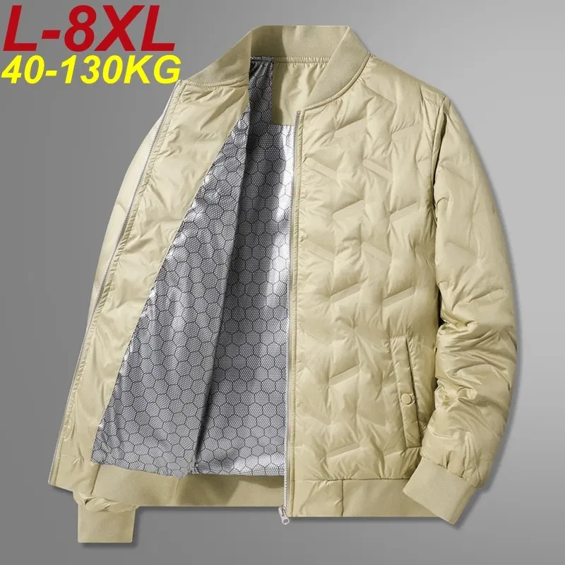 Color: SKY BLUE, Size: XXXL - Winter Men's Down Jacket Business Casual Stand Collar Windbreaker White Duck Down Padded Lightweight Puffer Coat Big Size 8XL