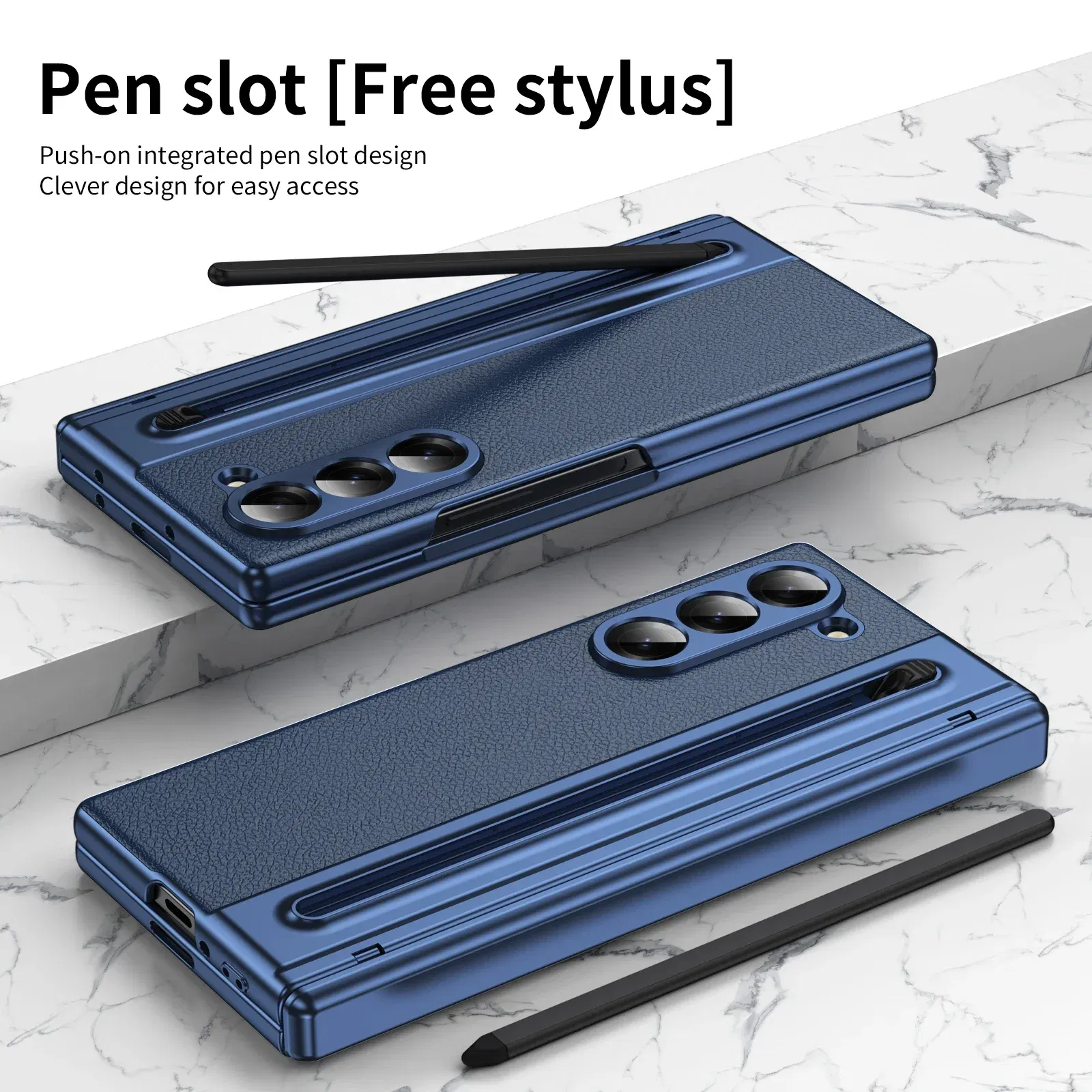 Color: Pink, Material: ABS - With Touch Pen For Samsung Galaxy Z Fold 6 Slim 5 W25 5 4 3 Case Leather Plating Hinge 360 Full Screen Protector Folding Cover