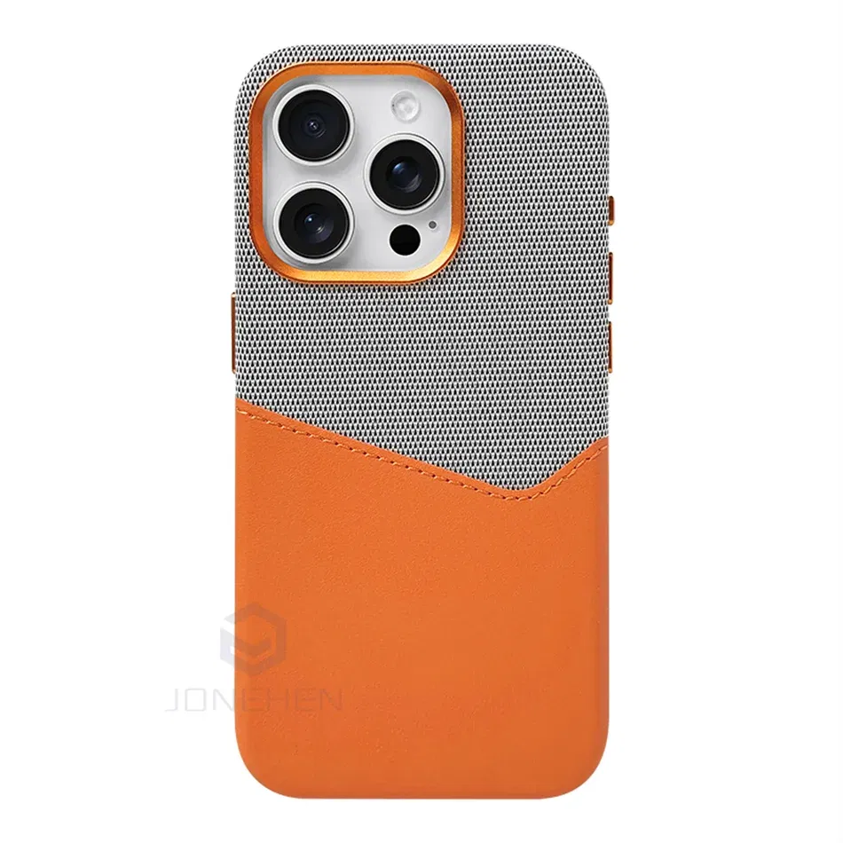 Color: black, Material: Denim - For Magsafe Card Holder Leather Case For iPhone 16 15 13 12 17 Pro Max 14 Plus Pocket Wireless Charge Alloy Lens Magnetic Cover