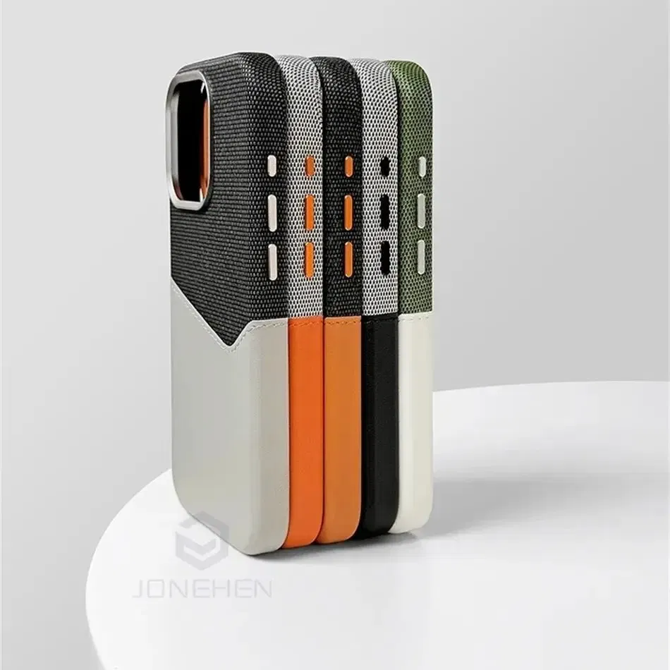 Color: black, Material: Denim - For Magsafe Card Holder Leather Case For iPhone 16 15 13 12 17 Pro Max 14 Plus Pocket Wireless Charge Alloy Lens Magnetic Cover