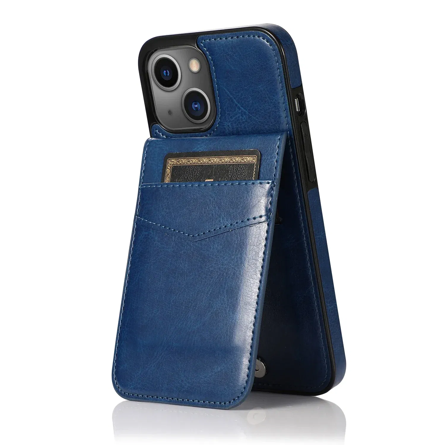 Color: black, Material: Wood - Faux Leather Wallet Kickstand Phone Case for IPhone 13 12 Mini 16E 16 15 14 11 Pro Max X XR XS 7 8 Plus Case with Credit Card