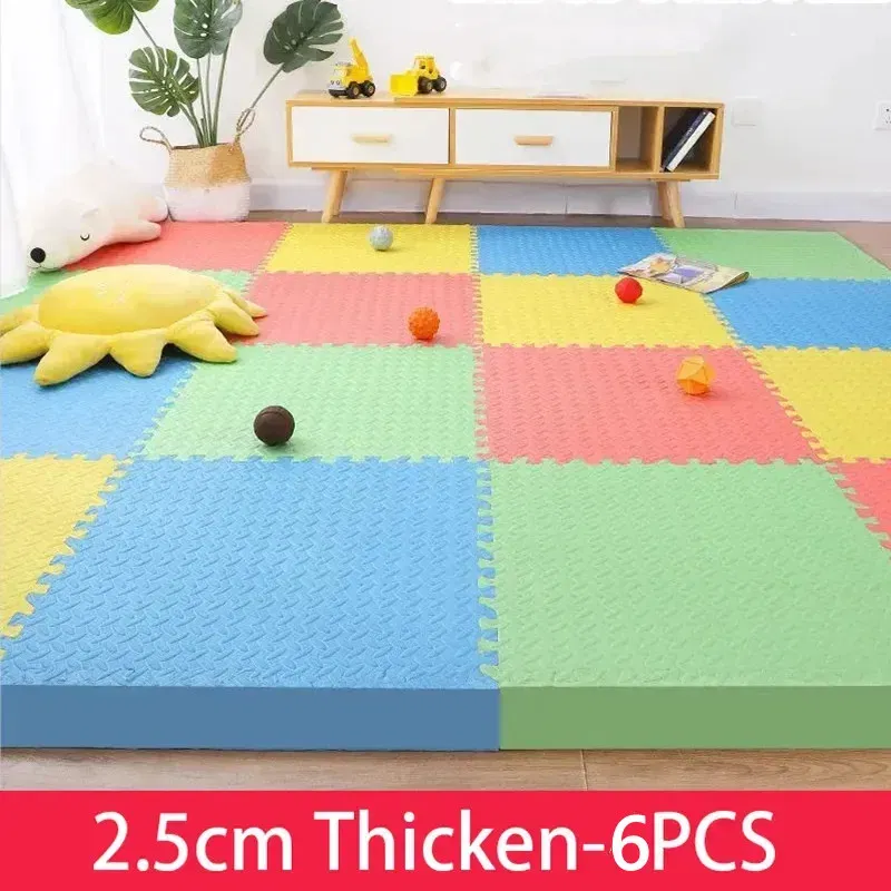 Color: Dark Khaki - Thicken 2.5cm Tatame Baby Play Mat Activities Mat for Baby Mat 6PCS Game Mats Playroom Mat Play Mats Floor Noise Mat Puzzle Mat