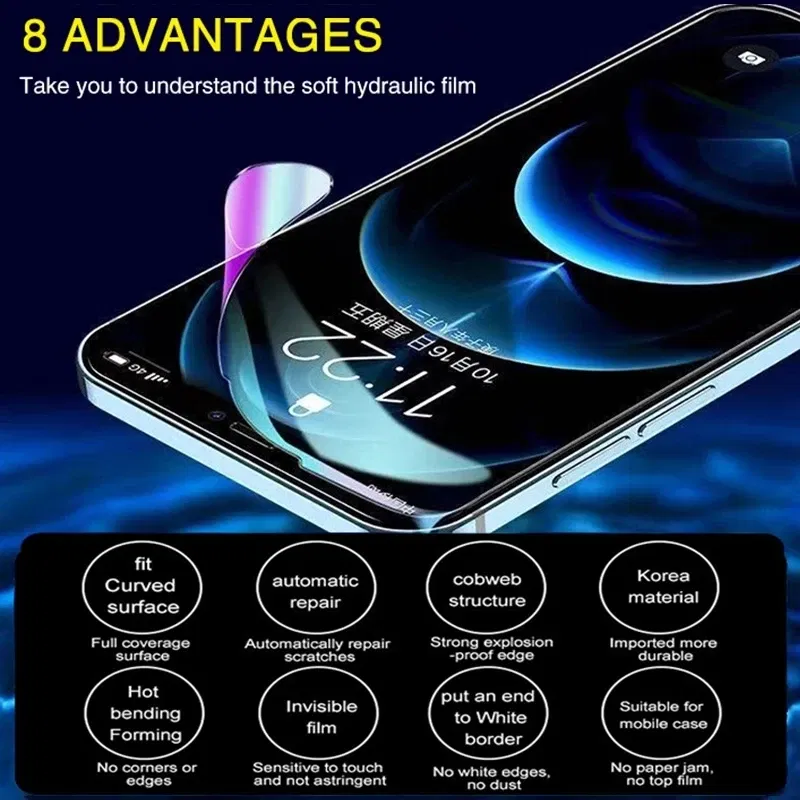 Color: Yellow, Bundle: Bundle2 - 2Pcs Hydrogel Film for IPhone 12 13 Pro Max Mini Screen Protectors for IPhone 11 14 Pro XS Max X XR 6 6s 7 8 Plus SE Not Glass