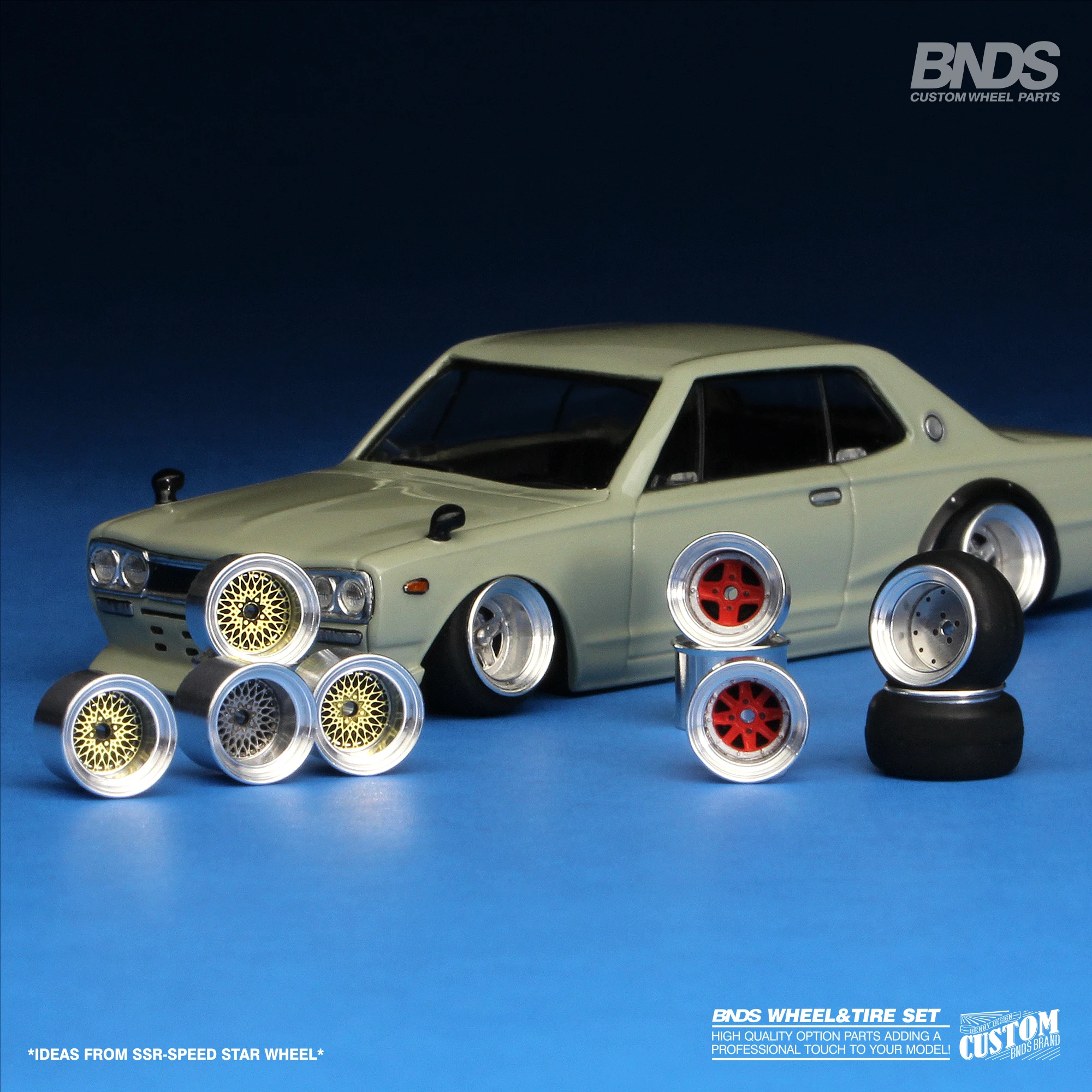 Color: Light Yellow, Ships From: CHINA - 1/64 Alloy Wheels With Rubber Tires By BNDS 64053/64088 Assembly Rims Modified Parts for Model Car Refitted VIP Style