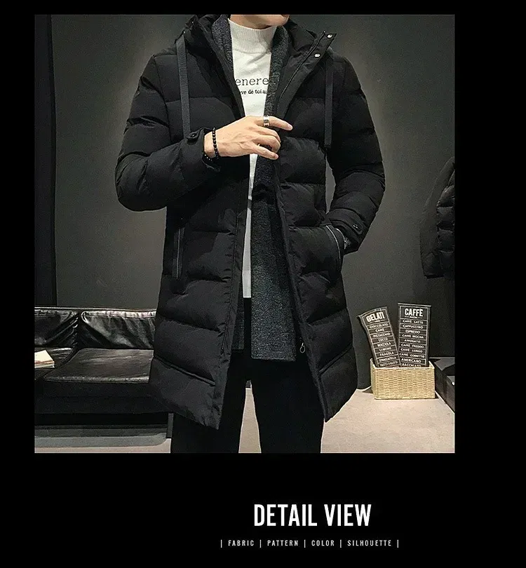 Color: Blue, Size: 5XL - Men Long Down Jackets Winter Coats Chaquetas Hooded Casual Winter Parkas High Quality Male Green Warm Parkas Coats Size 8XL
