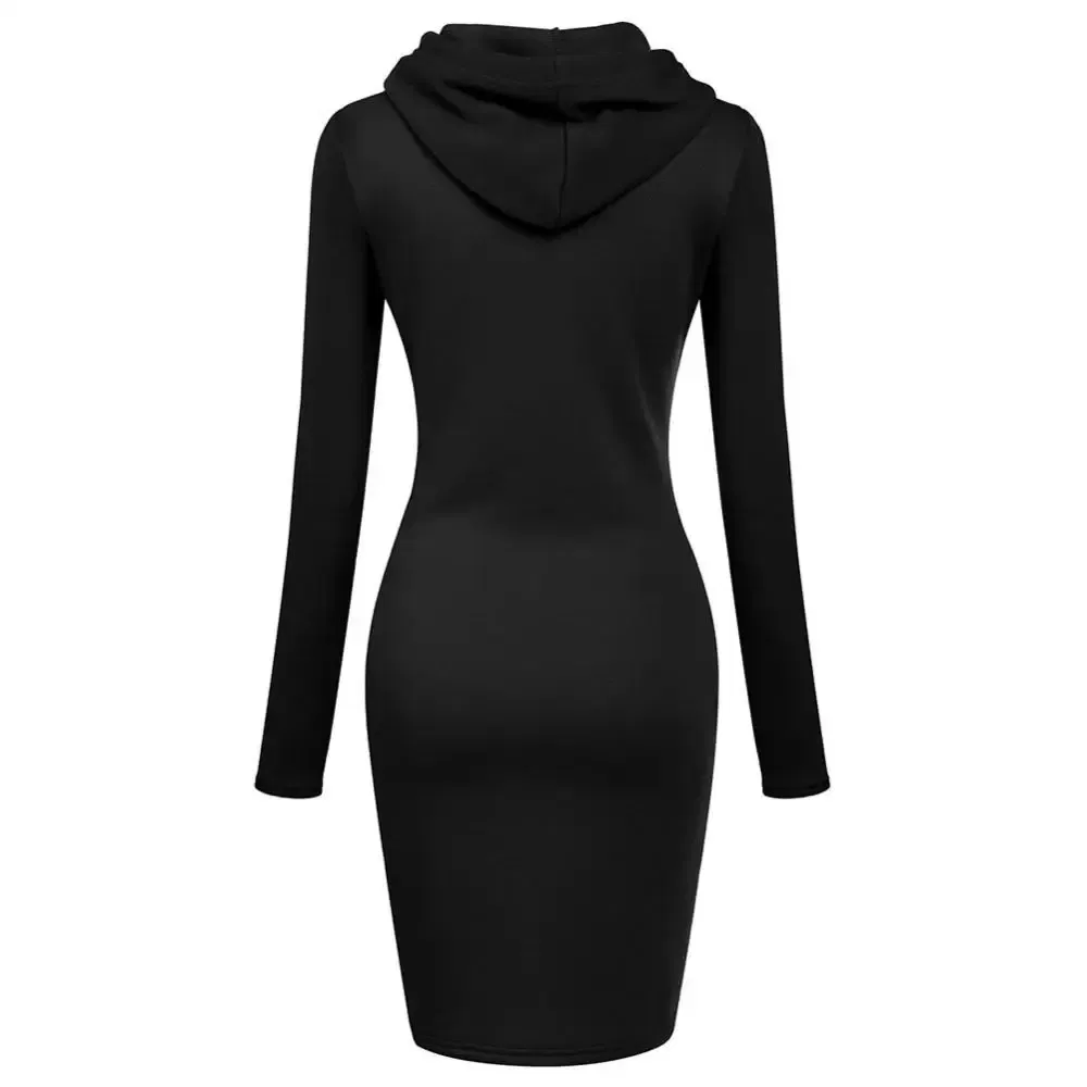 Color: black, Size: M - Ladies Dress Autumn Women Hooded Dresses Hoodies Women Sweatshirts Women Hoodies Dress Tops Ladies Clothing