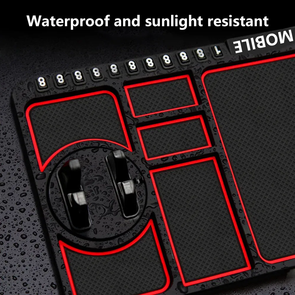 Color Name: Black - Silicone Car Anti-Slip Mat Auto Phone Holder Sticky Anti Slide Dash Phone Mount Parking Number Card Car Pad Mat Car Mat