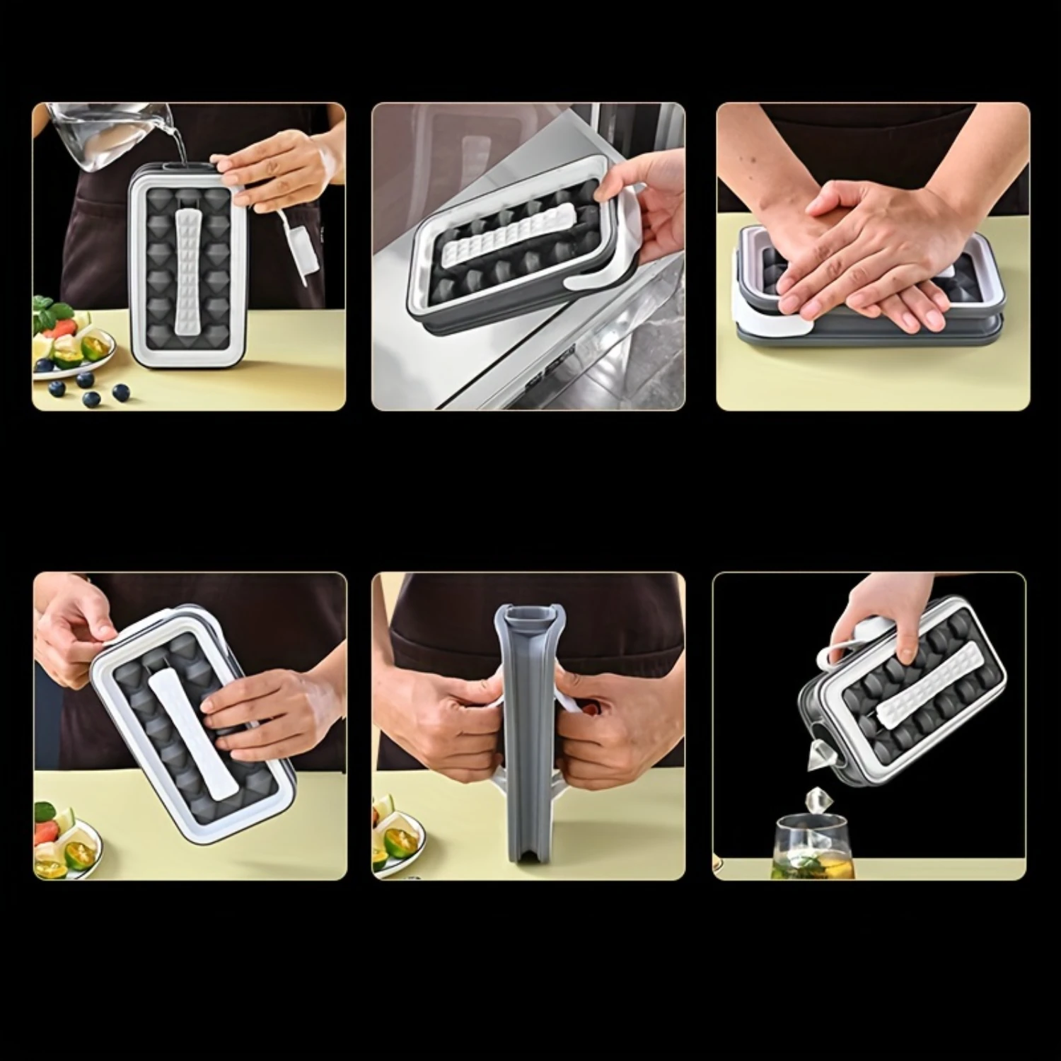 Color: black, Ships From: CHINA - Kitchen Silicone Ice Tray, Easy Release Sphere ice mold Ice tray silicone small Popsicle molds Ice cream bowl Silicon mold Mold