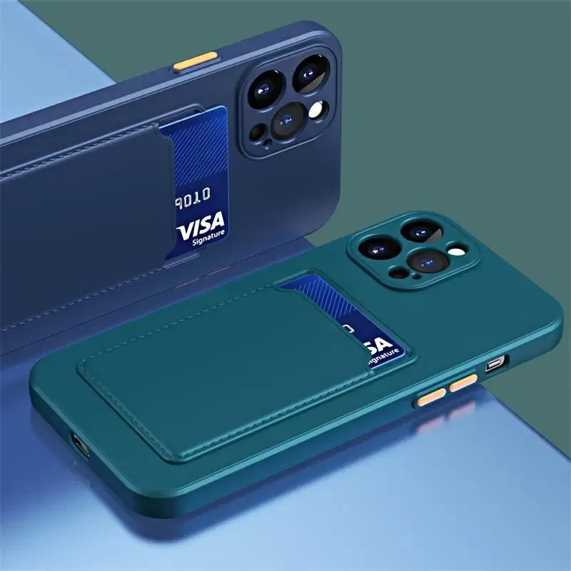 Color: green, Material: ABS - Card Holder Wallet Case For Samsung Galaxy A32 A53 A33 A13 A52 5G Case on A72 A22 A12 A51 A71 Shockproof Liquid Silicone Cover