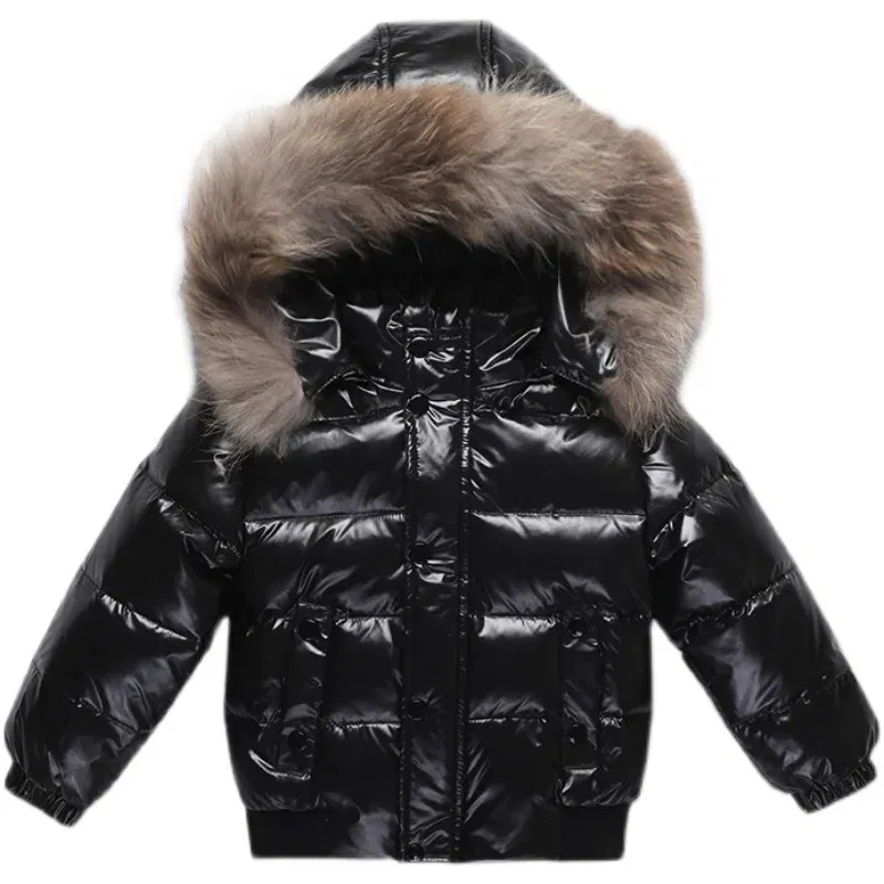 Color: black, Kid Size: 5 - UNITIM 1-6 Years New Winter Toddler Boys Snowsuit Hooded Warm Collar Boys Winter Thicken Coat Outerwear Kids Boys 90% Duck Down