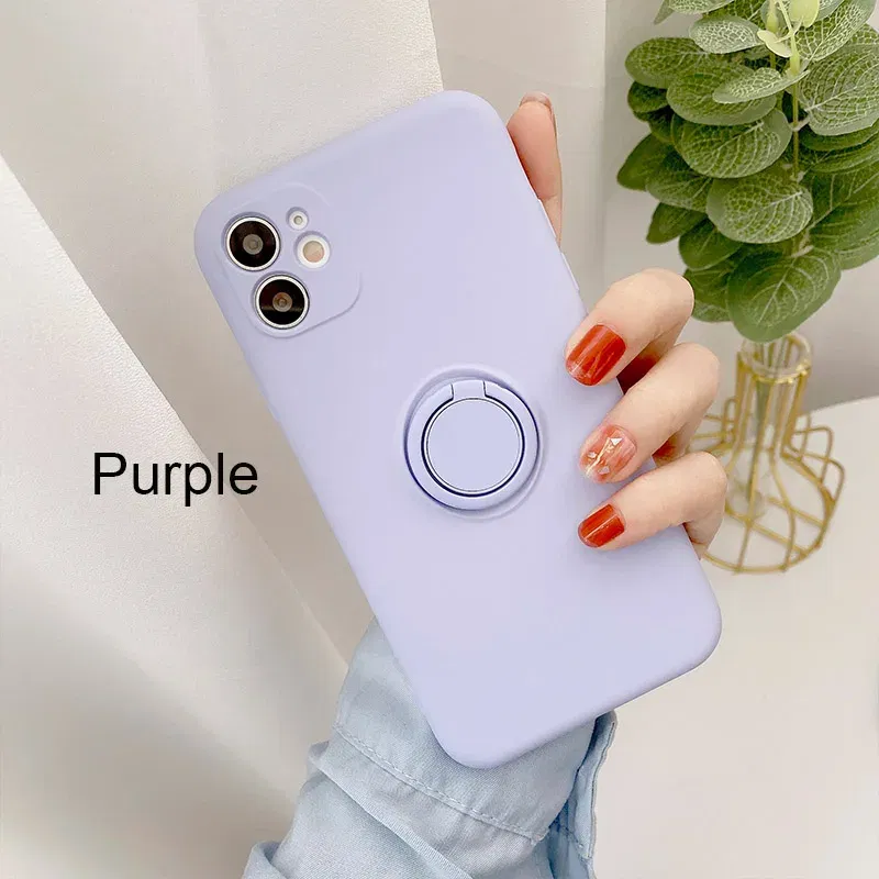 Color: SKY BLUE, Compatible-Phone Models: For iPhone 12 Pro Max, Ships From: CN - With Ring Holder Shockproof Case For IPhone 16 15 14 13 12 11 Pro Max Silicone TPU Soft Back Cover