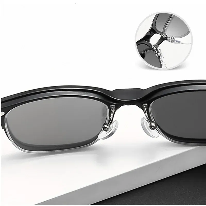 Lenses Color: Dark green, Ships From: CHINA, Frame Color: WHITE - 6 In 1 Magnetic Clip Sunglasses And Prescription Glasses Frame Men Women Polarized or Night Vision Lenses PC or TR90 Frame 2333